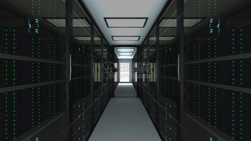 在数据中心网络和互联电信技术大数据存储和云服务概念3dd数据中心大